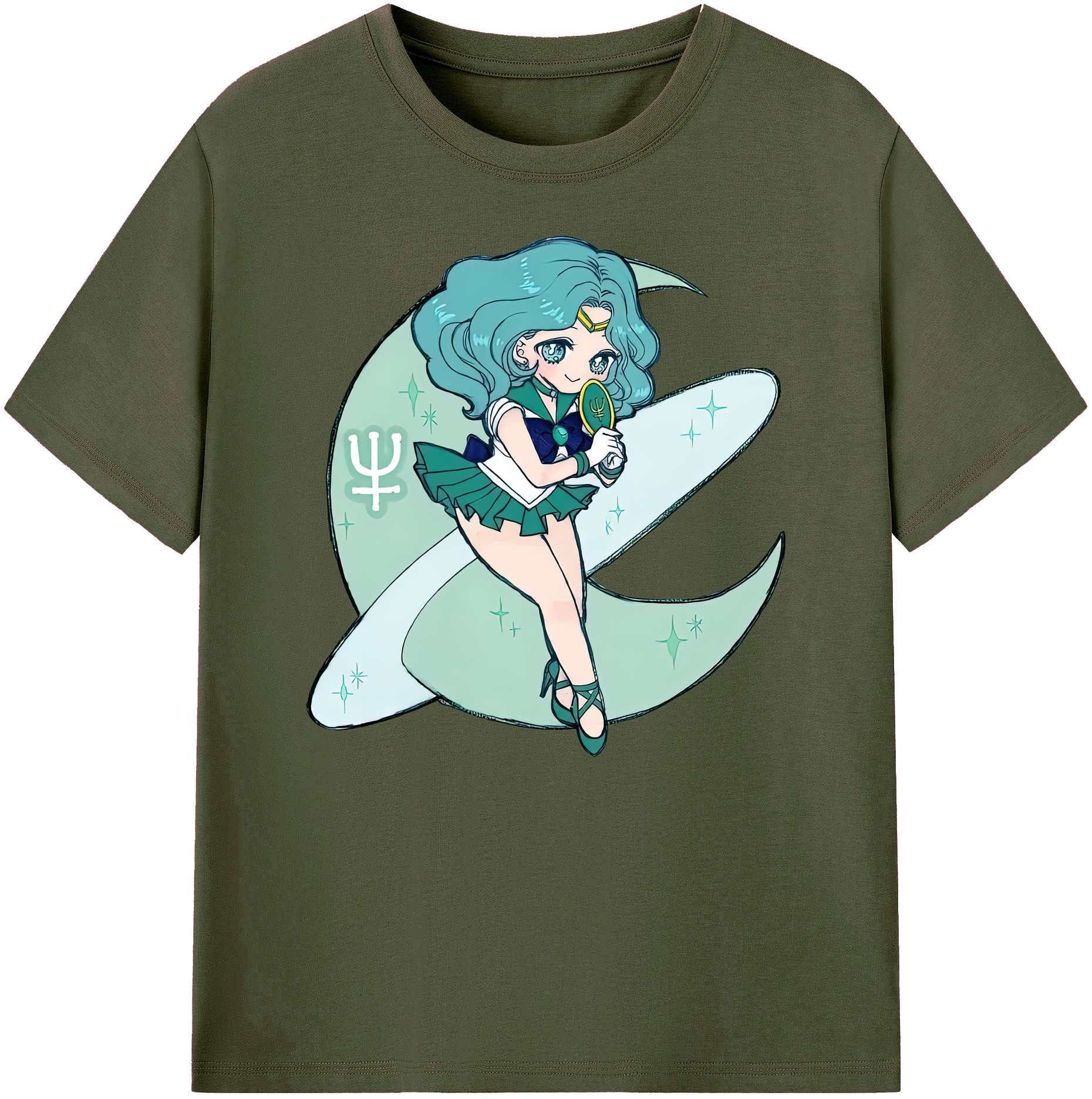 （画像用） 美少女戦士セーラームーン 海王 みちる（かいおう みちる） Sailor Moon Kaiou Michiru 綿100％ メンズ半袖Tシャツ｜肌触りやわらか＆通気性